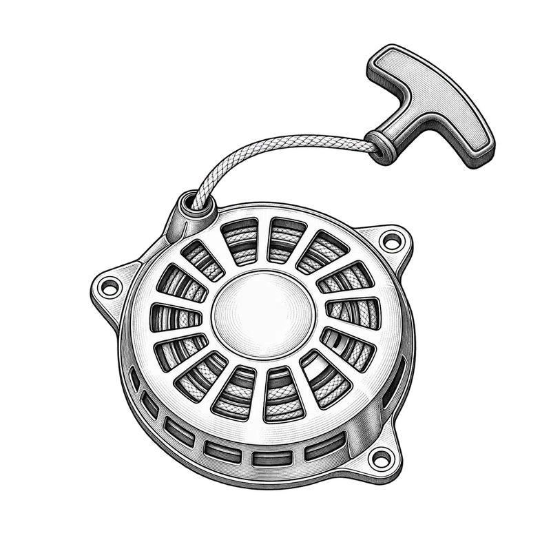 Technische Strichzeichnung zum Bauteiltyp: Anwerfer Reversierstarter Seilzug Starter kplt. für Tecumseh Art. 9298