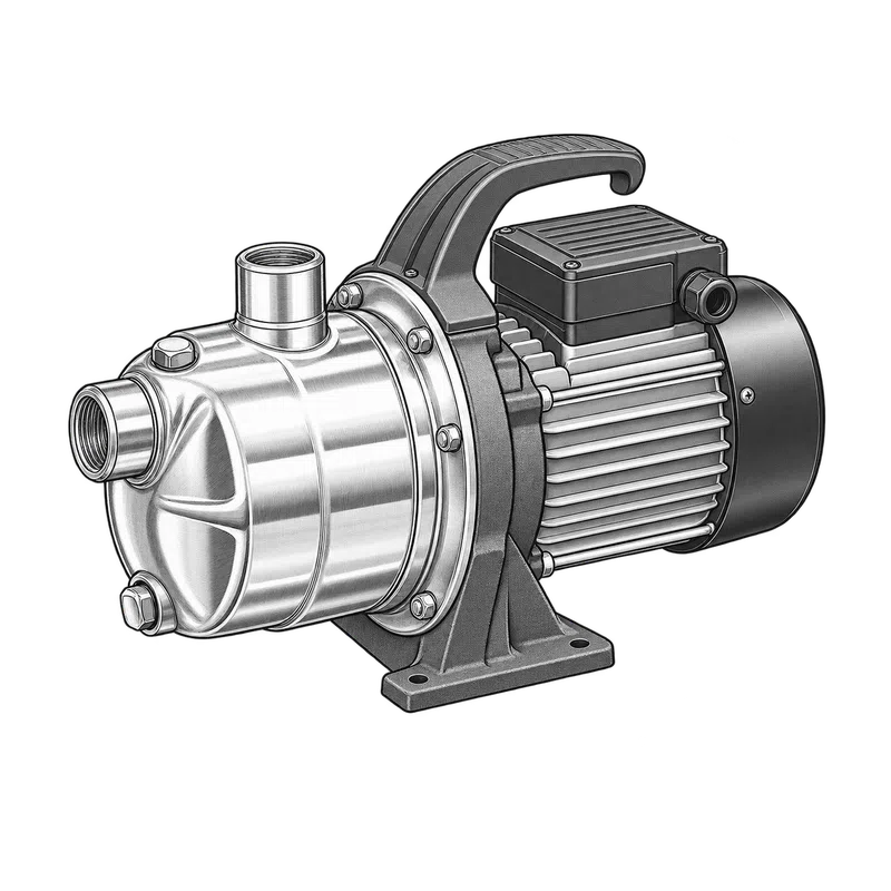 Technische Strichzeichnung zum Bauteiltyp: AL-KO Gartenpumpe Jet 3000 Inox Classic Art. 112838